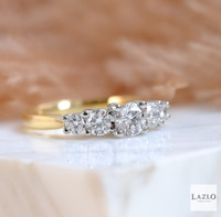 18kt Yellow Gold Platinum Round Brilliant Laboratory Graduated 1.00ct Five Stone Diamond Ring 4