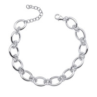 Sterling Silver Oval Textured Link Bracelet 1