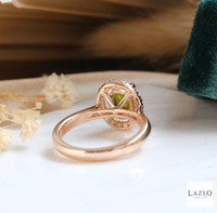 18kt Rose Gold 8 X 6 Oval Green Tourmaline & 0.21ct Natural Diamond Halo Ring 5