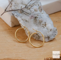 9kt Yellow Gold 1.5mm Round 12mm Hoop Earrings 1