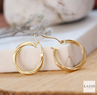 9kt Yellow Gold 2.5mm Twist 15mm Hoop Earrings 2