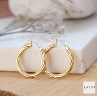 9kt Yellow Gold 2.5mm Twist 15mm Hoop Earrings 3