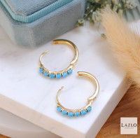 Gold Plated Blue Magnesite Hoop Earrings 3