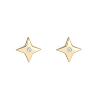 9kt Yellow Gold CZ Centered Star Stud Earrings