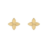 9kt Yellow Gold Beaded Edge LV Flower Shape Stud Earrings 1