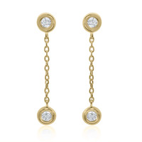 Andre Michael 9kt Yellow Gold long Rub Over 0.40ct Diamond Drop Earrings 1