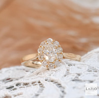 18kt Rose Gold 0.51ct Oval Diamond 0.36ct Cluster Ring  1