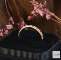 18kt Yellow Gold Micropave Set 0.12ct Diamond & 0.18ct Ruby Band 5