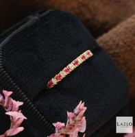 18kt Yellow Gold Micropave Set 0.12ct Diamond & 0.18ct Ruby Band 4