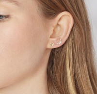 9kt yellow gold leaf vine climber earrings with cubic zirconia stones