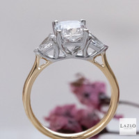 18kt Yellow Gold & Platinum 2.05ct VVS E Long Cushion Diamond & Two 0.46ct Natural Pears Diamond Ring 7