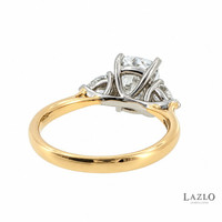 18kt Yellow Gold & Platinum 2.05ct VVS E Long Cushion Diamond & Two 0.46ct Natural Pears Diamond Ring 3