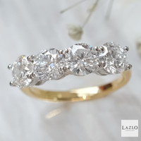 18kt Yellow Gold & Platinum 4 Stone 3.27ct D VVS2 Round Brilliant Laboratory Diamond Wedding Ring 2