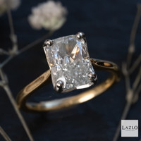 18kt Yellow Gold & Platinum 3.03ct D VVS2 Long Cushion Laboratory Solitaire Diamond Ring 1