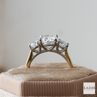 18kt Yellow Gold & Platinum D VVS2 2.56ct Oval & 0.35ct Round Brilliant Side Laboratory Diamond Ring 4