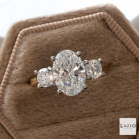 18kt Yellow Gold & Platinum D VVS2 2.56ct Oval & 0.35ct Round Brilliant Side Laboratory Diamond Ring 2