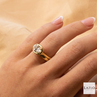 18kt Yellow Gold Bubble Bezel Horizontal Set D VVS2 1.50ct Oval Laboratory Solitaire Diamond Ring  2