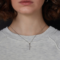 Sterling Silver CZ Cross & Chain 5