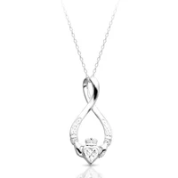 Silver Claddagh Teardrop CZ Pendant & Chain 1