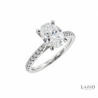 Platinum Oval 1.53ct D VVS2 Laboratory Diamond Solitaire & 0.18ct Natural Diamond Shoulder Ring 2