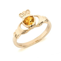 Citrine Stone Claddagh Ring