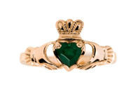 10kt Rose Gold Green Onyx Claddagh Ring 2