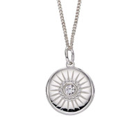 Sterling Silver Patterned CZ Stone Pendant & Chain Sterling Silver Patterned CZ Stone Pendant & Chain