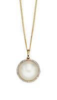 9kt Yellow Gold Mabe & Diamond Pearl Necklace 9kt Yellow Gold Mabe & Diamond Pearl Necklace