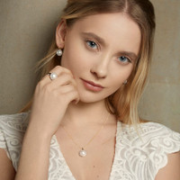 9kt Yellow Gold Mabe & Diamond Pearl Necklace on model 9kt Yellow Gold Mabe & Diamond Pearl Necklace on model