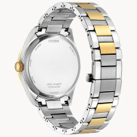 Citizen Gents Two Tone Eco-Drive Arezzo White Dial Roman Numeral Bracelet Watch Image 2