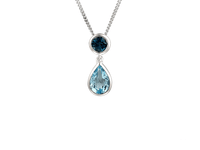 Sterling Silver Sky Blue Topaz Pear Shape Drop Pendant & Chain