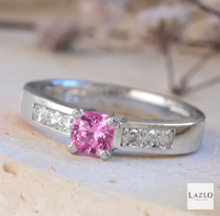 18kt White Gold 0.68ct Pink Sapphire and 0.30ct Diamond Ring
