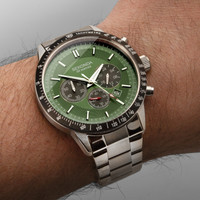 Sekonda Gents Stainless Steel Green Dial Chronograph Bracelet Watch 6