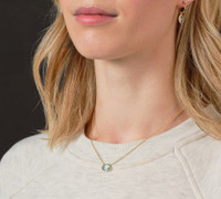 Gold Plated Sterling Silver Rubover Oval Blue Topaz Necklet 2