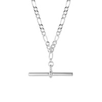 Sterling Silver Figaro Link T Bar Necklace 1