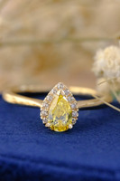 18kt Yellow Gold Intense 0.50ct Yellow Laboratory Pear Diamond & 0.10ct Halo Surround Engagement Ring 5