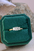 18kt Yellow Gold Three Stone 1.01ct G VS Emerald Cut 0.10ct Pave Set Engagement Ring 4