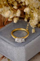 18kt Yellow Gold Three Stone 1.01ct G VS Emerald Cut 0.10ct Pave Set Engagement Ring 5