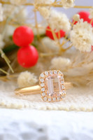 18kt Rose Gold Emerald Cut 0.93ct Morganite Ring & 0.16ct Diamond Surround Ring 3