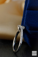 18kt White Gold Princess Cut 0.50ct G SL1 Solitaire Castille Set Diamond Shoulders Ring 5