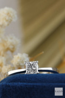 18kt White Gold Diamond Princess Cut Solitaire 0.50ct Engagement Ring 5