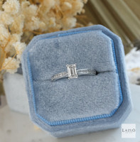 18kt White Gold Solitaire Emerald Cut 0.63ct Diamond Engagement Ring 2