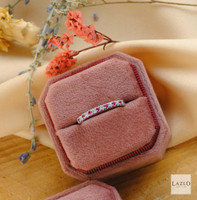 18kt White Gold 17 Stone Micro Pave Set 0.12ct Ruby & 0.19ct Diamond Eternity Band 2