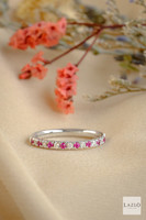 18kt White Gold 17 Stone Micro Pave Set 0.12ct Ruby & 0.19ct Diamond Eternity Band 5