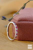 18kt White Gold 17 Stone Micro Pave Set 0.12ct Ruby & 0.19ct Diamond Eternity Band 4
