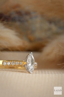18kt Yellow Solitaire 0.25ct Marquise Diamond & 0.12ct Pave Set Engagement Ring 3
