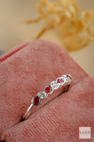 18kt White Gold Seven Stone Rubover Set Ruby & Diamond Eternity Ring 4