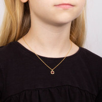 Gold Plated Semi-Precious Dark Ruby Quartz Pendant & Chain 2