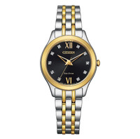 Citizen Ladies Silhouette Diamond Two Tone Black Dial Bracelet Watch 1