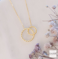 9kt Yellow Gold Rope Interlocking Circle Necklace